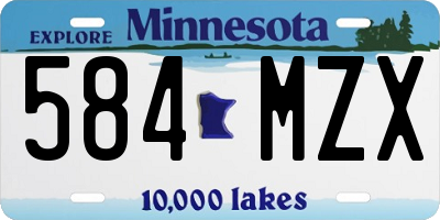MN license plate 584MZX