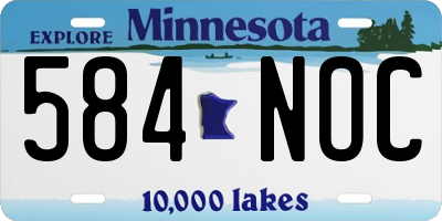 MN license plate 584NOC
