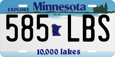 MN license plate 585LBS