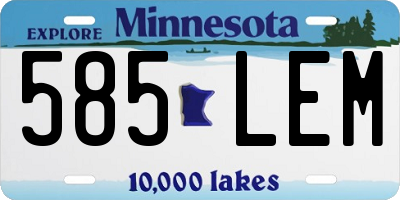 MN license plate 585LEM