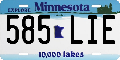 MN license plate 585LIE