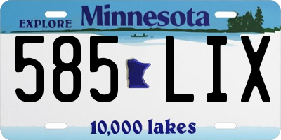MN license plate 585LIX