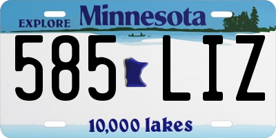MN license plate 585LIZ