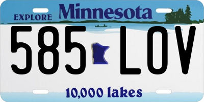 MN license plate 585LOV