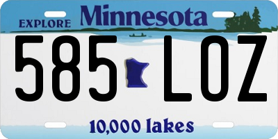 MN license plate 585LOZ