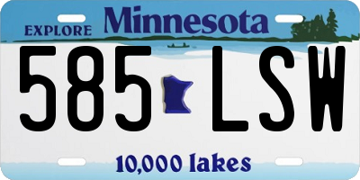 MN license plate 585LSW