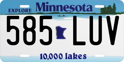 MN license plate 585LUV