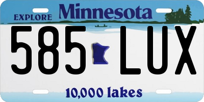 MN license plate 585LUX