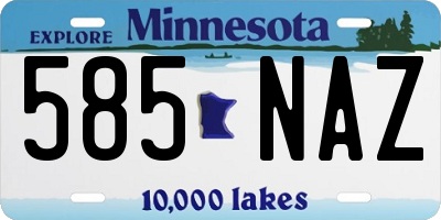 MN license plate 585NAZ