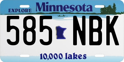 MN license plate 585NBK