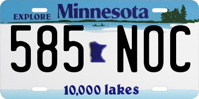 MN license plate 585NOC