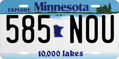 MN license plate 585NOU