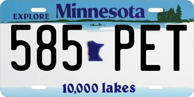 MN license plate 585PET