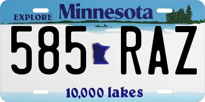 MN license plate 585RAZ