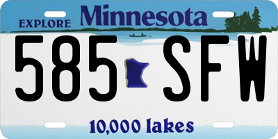 MN license plate 585SFW