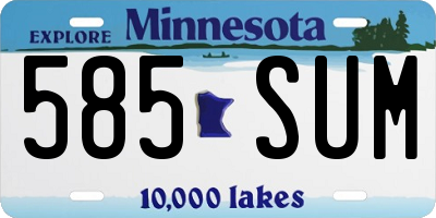 MN license plate 585SUM