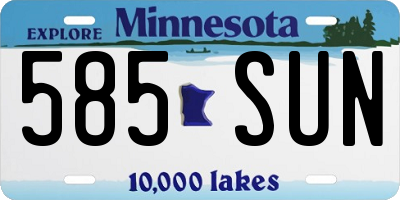 MN license plate 585SUN