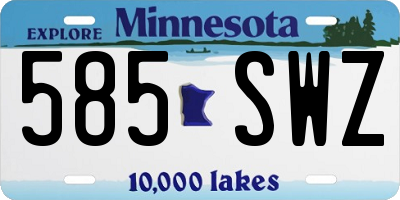 MN license plate 585SWZ