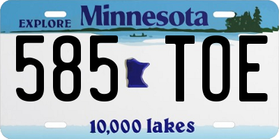 MN license plate 585TOE