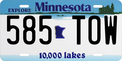 MN license plate 585TOW