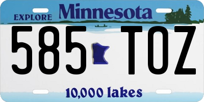 MN license plate 585TOZ