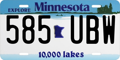 MN license plate 585UBW