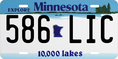 MN license plate 586LIC