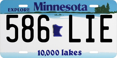 MN license plate 586LIE