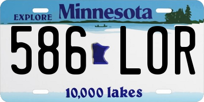 MN license plate 586LOR