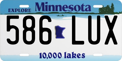 MN license plate 586LUX