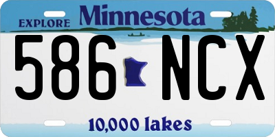 MN license plate 586NCX