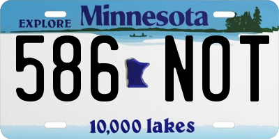 MN license plate 586NOT