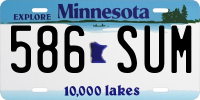 MN license plate 586SUM