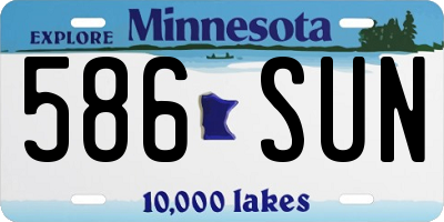 MN license plate 586SUN