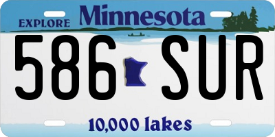 MN license plate 586SUR