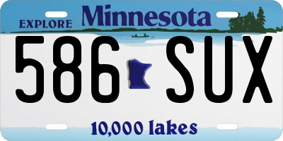 MN license plate 586SUX