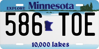 MN license plate 586TOE