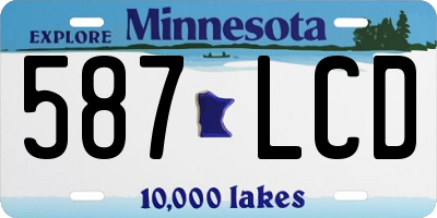 MN license plate 587LCD