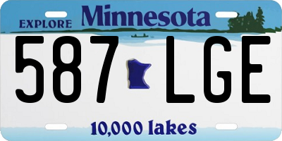MN license plate 587LGE