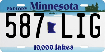 MN license plate 587LIG