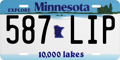 MN license plate 587LIP
