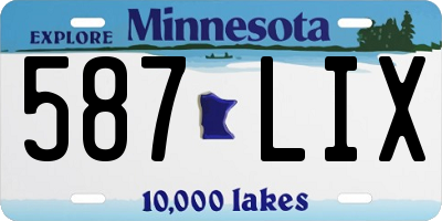MN license plate 587LIX
