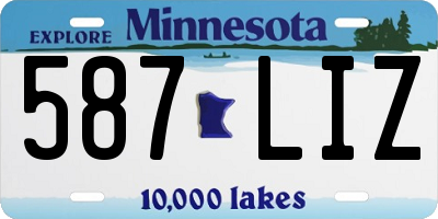 MN license plate 587LIZ