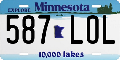 MN license plate 587LOL