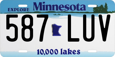MN license plate 587LUV