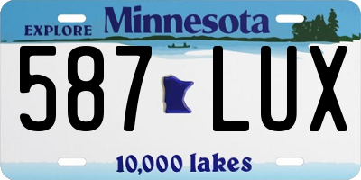 MN license plate 587LUX