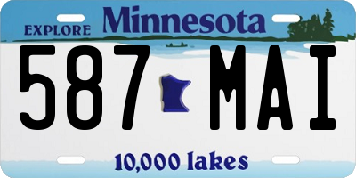 MN license plate 587MAI