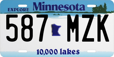MN license plate 587MZK