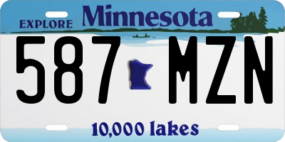 MN license plate 587MZN