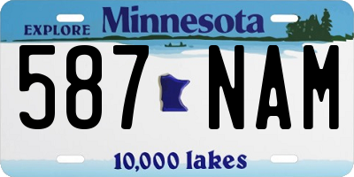 MN license plate 587NAM